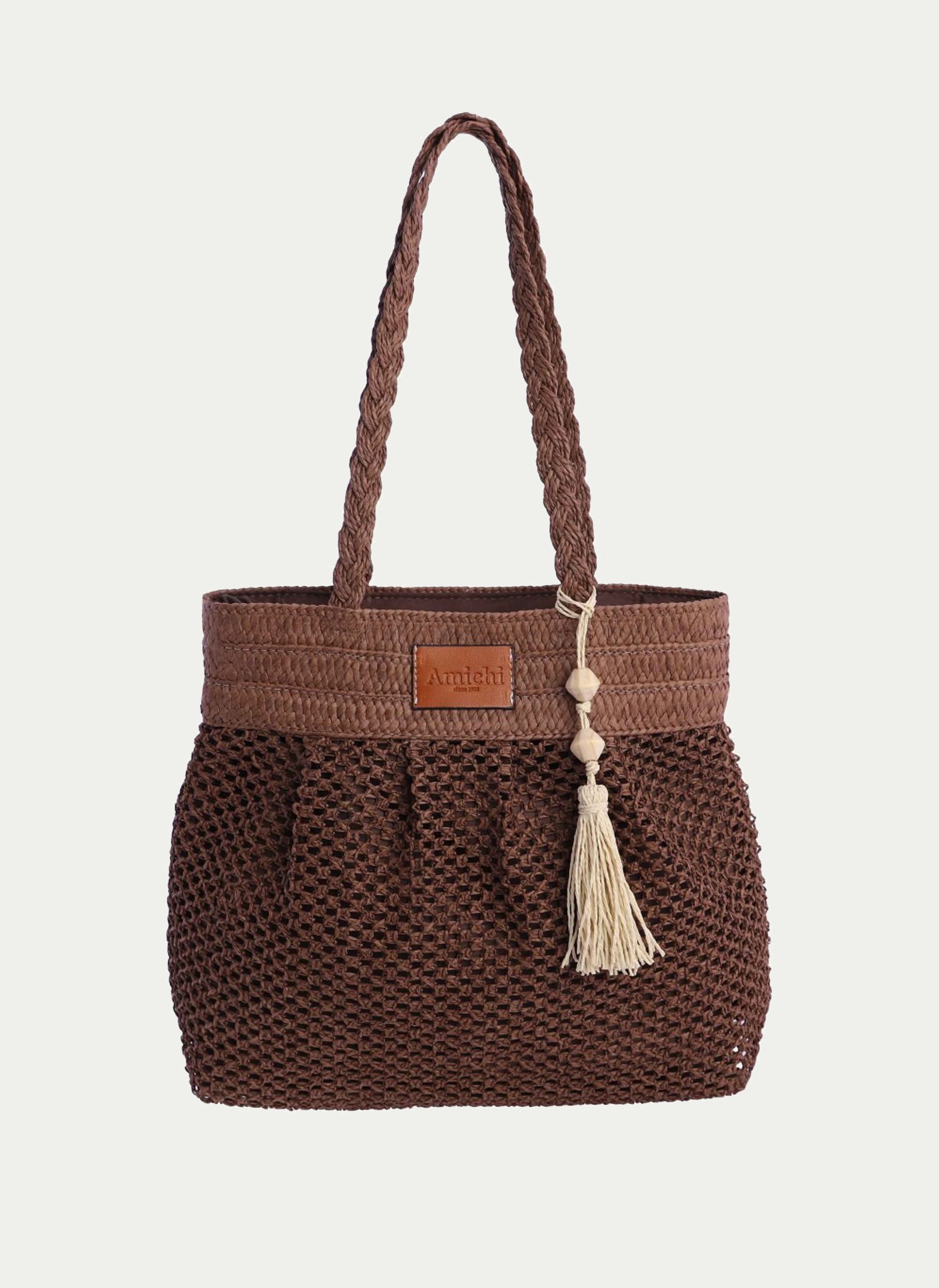 amichi ® Bolso Hombro Rafia Borla
