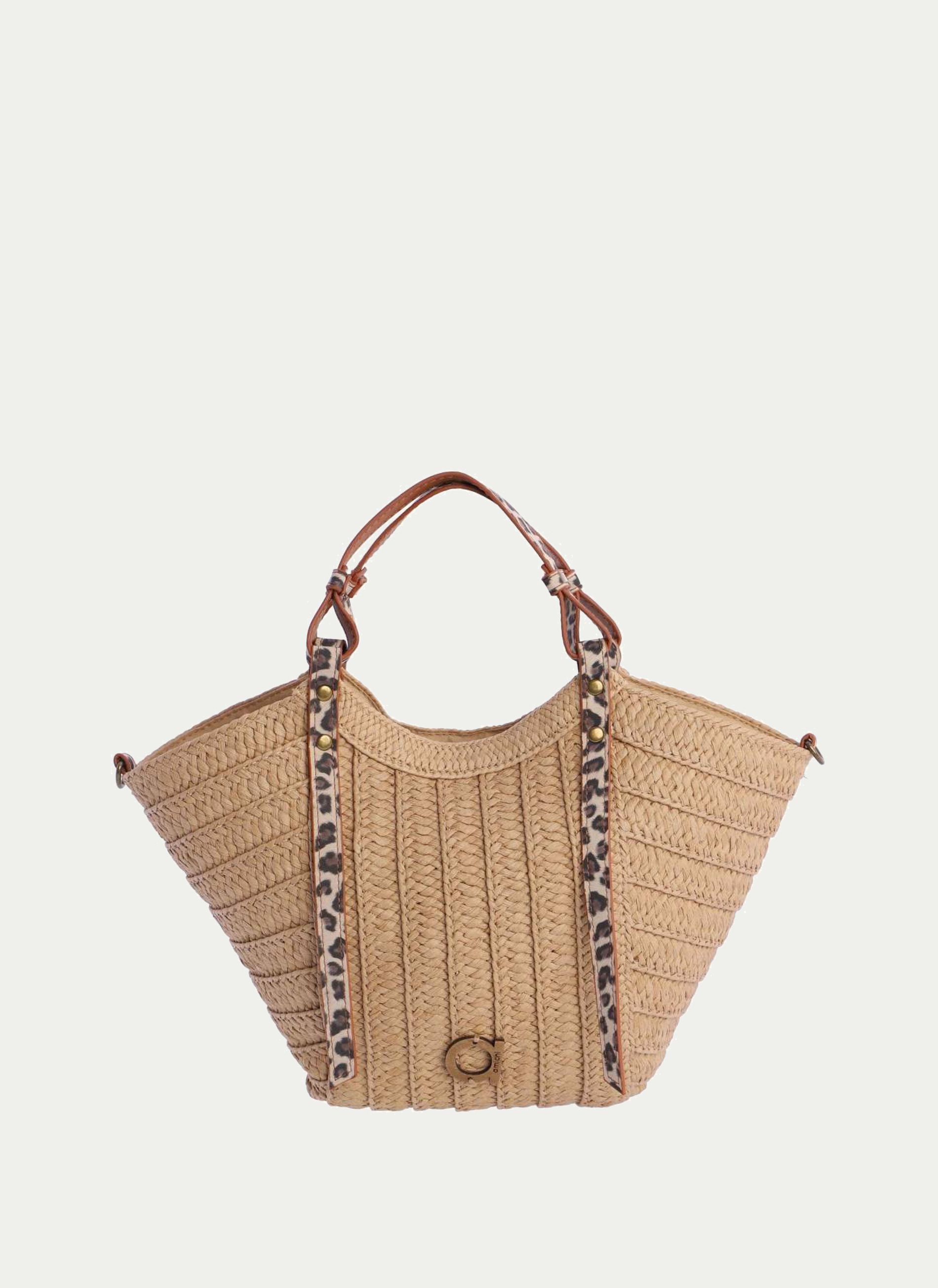 amichi ® Bolso Mano Rafia Animal Print