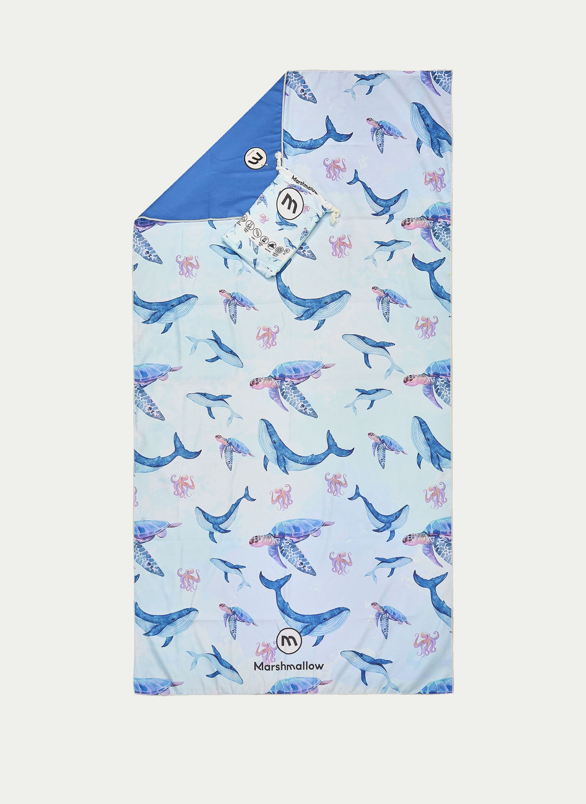 MARSHMALLOW ® Toalla Microfibra Premium XL (90x180) Ballenas y Tortugas