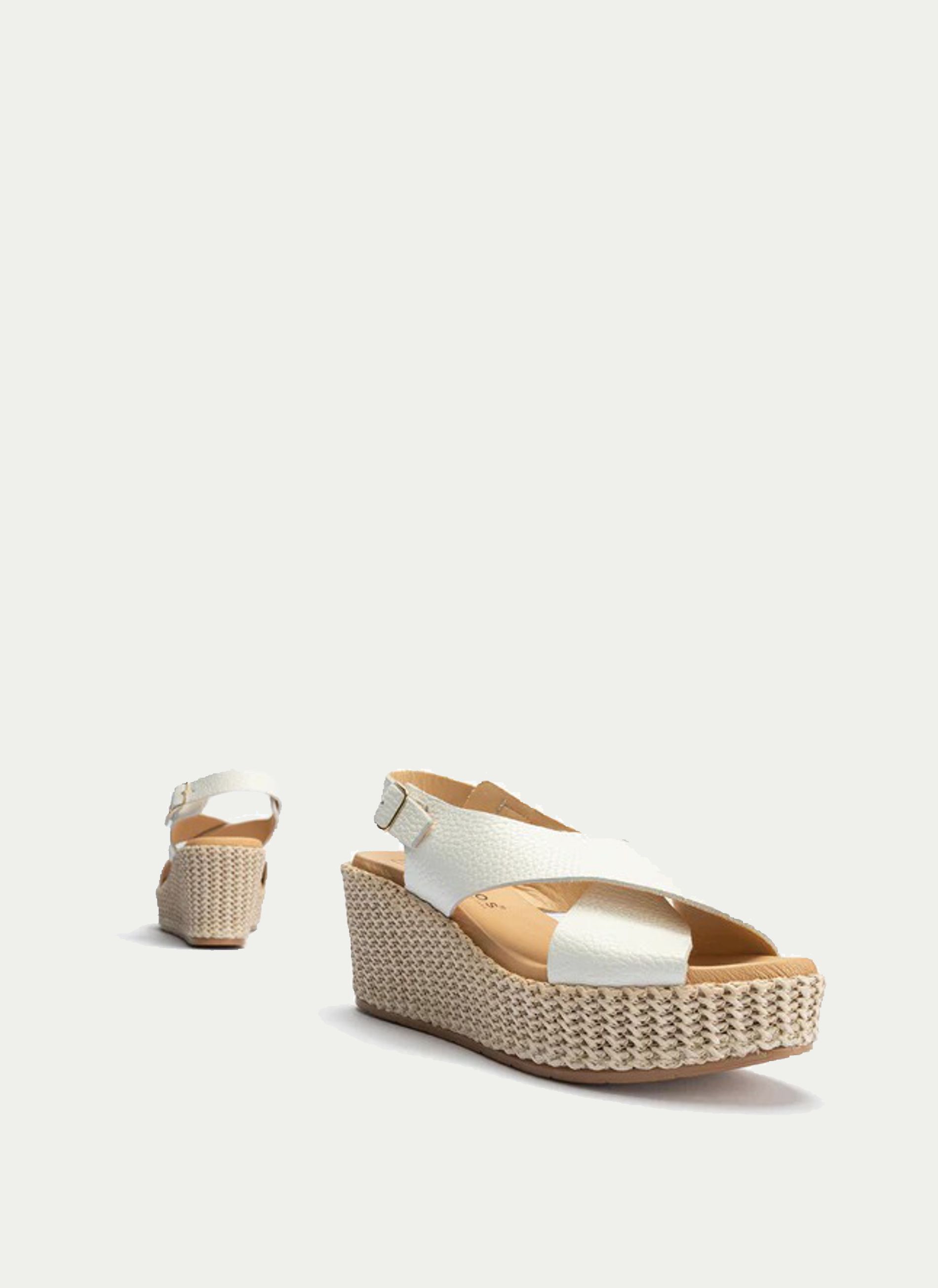 PITILLOS ® Sandalia Cuzada Cuña Rafia Alta