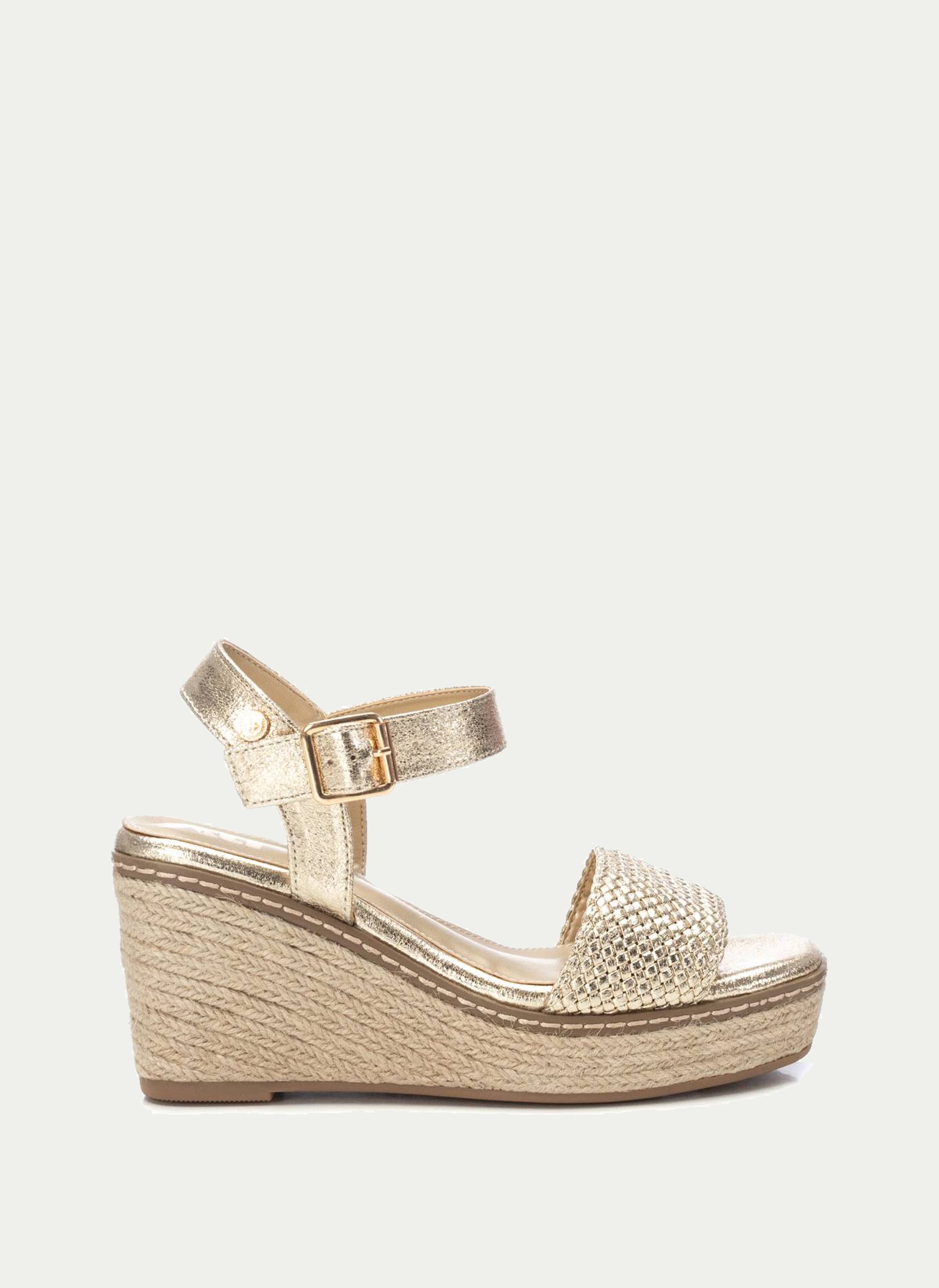 Xti ® Sandalia Pala Metalizada Yute Cuña Alta