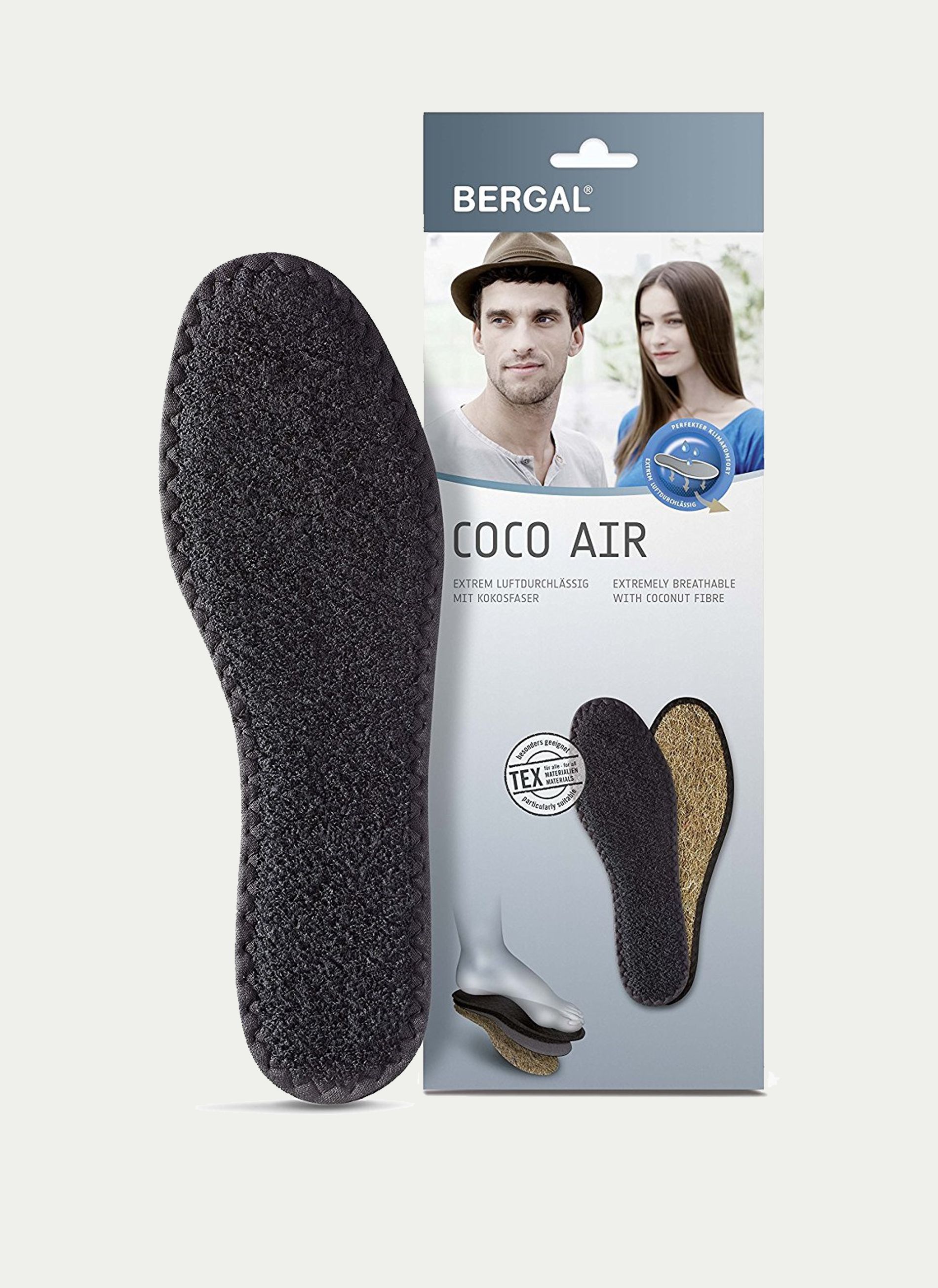 BERGAL ® COCO AIR Plantilla Barefoot Rizo Bamboo y Fibra de Coco Antibacteriana