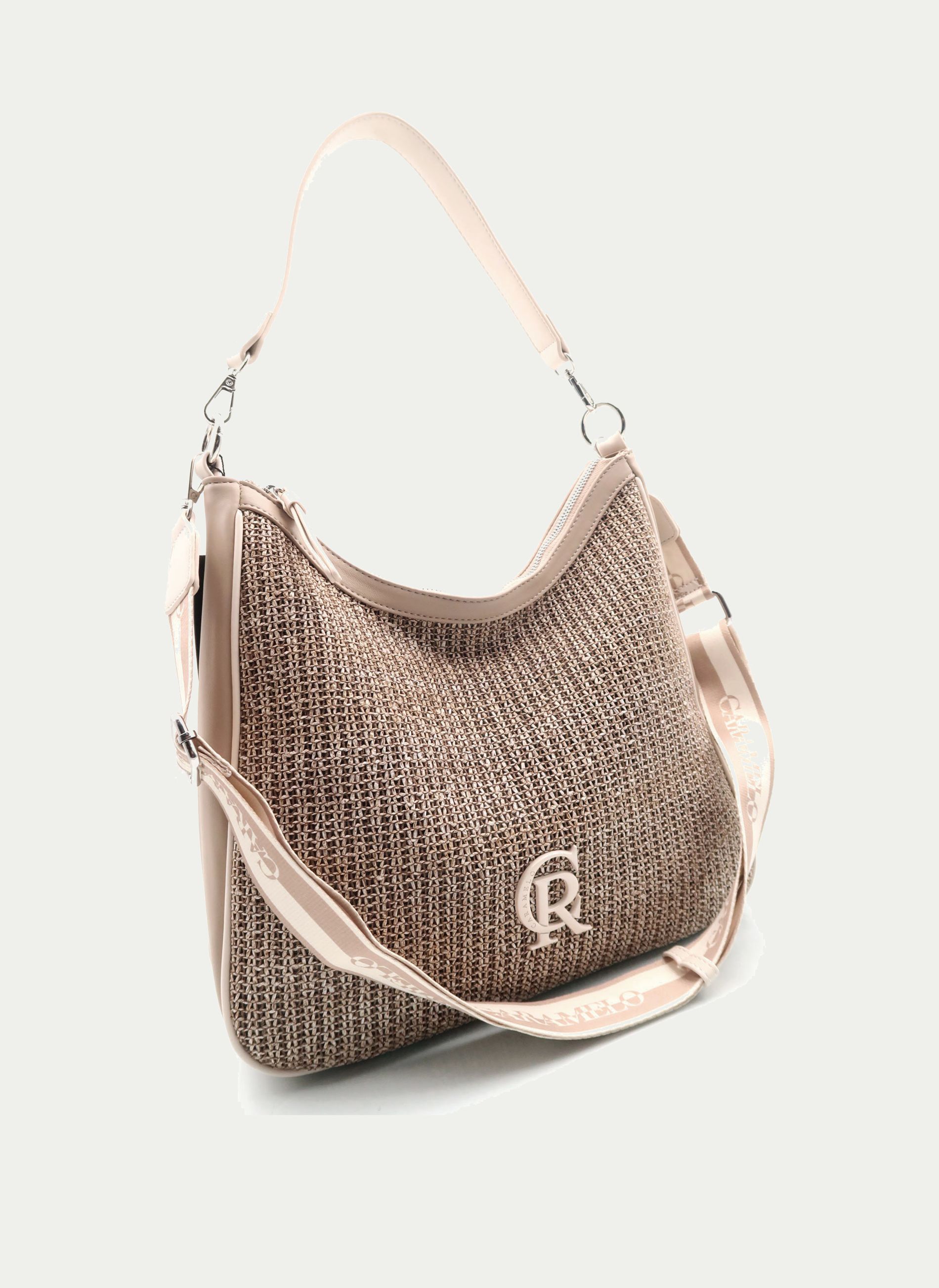 CARAMELO ® NAYMA. Bolso Hobo Rafia