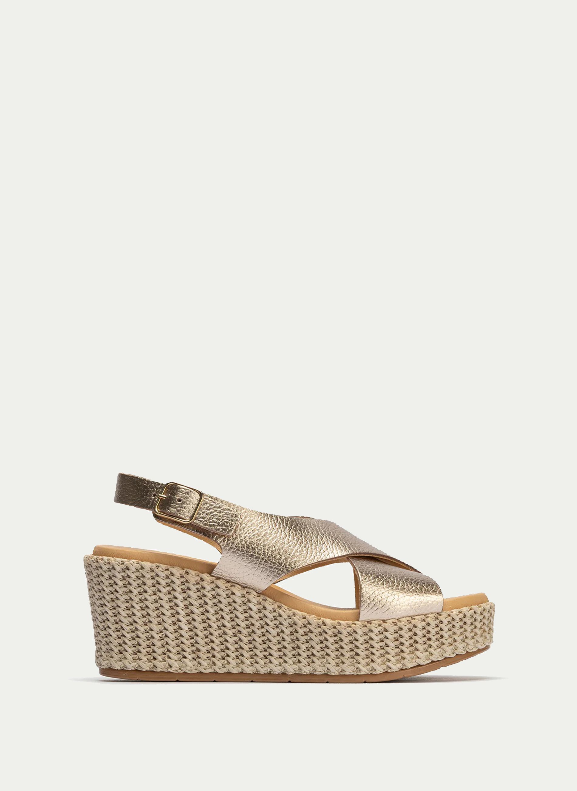 PITILLOS ® Sandalia Cuzada Cuña Rafia Alta
