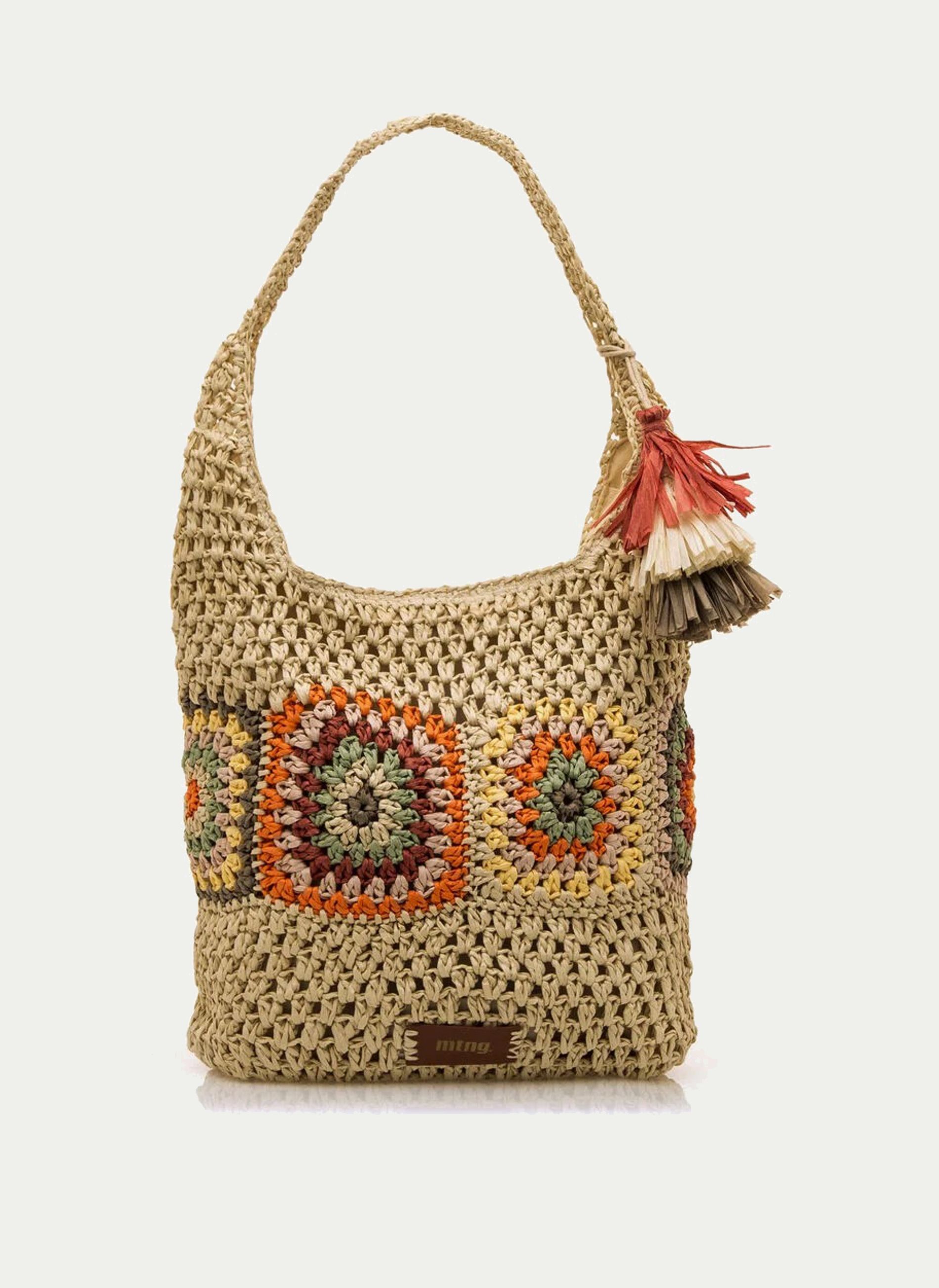 mtng ® COSTA. Bolso Hobo Combinado Rafia